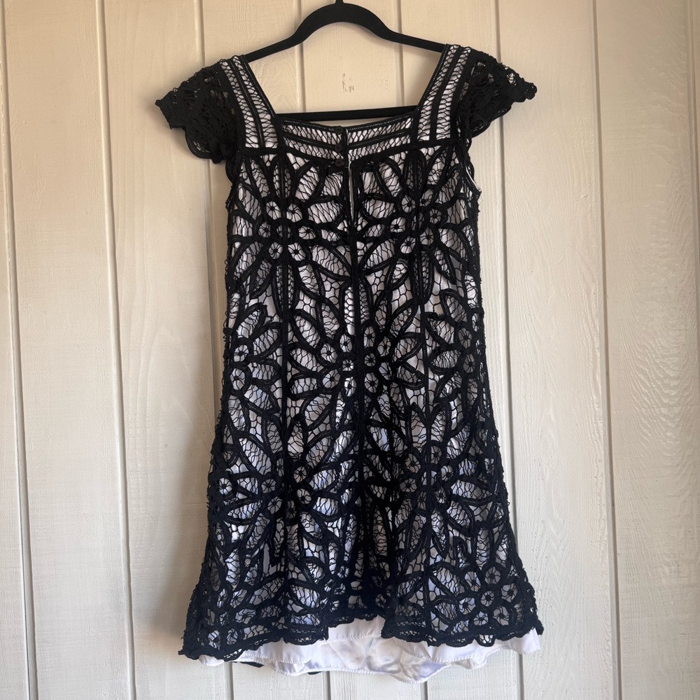 Vintage Betsey Johnson Black and White Lace Mini Dress - Picture 3 of 5